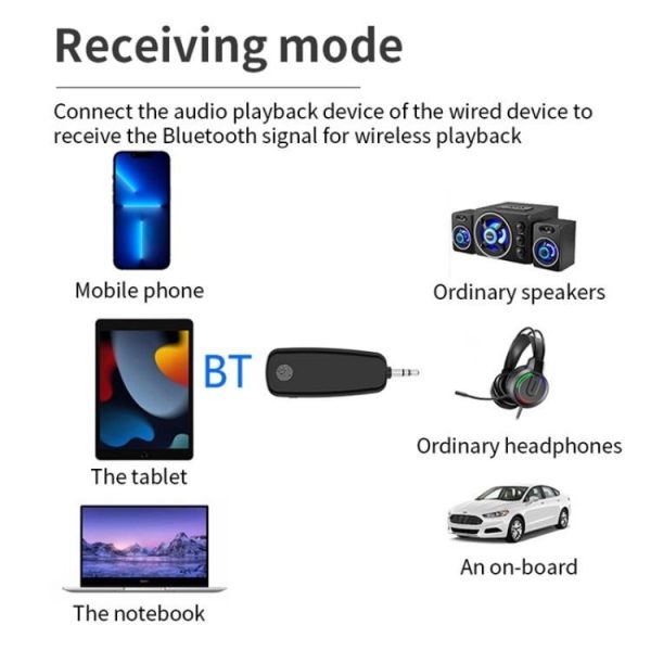 M03 Fingerprint Touch Stereo Aux Wireless Adapter Bluetooth 5.2 Audio Receiver Transmitter - Image 4