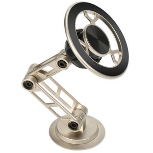 G188 Aluminum Alloy Adjustable Cellphone Stand Car Dashboard Magnetic Phone Holder (Gold)