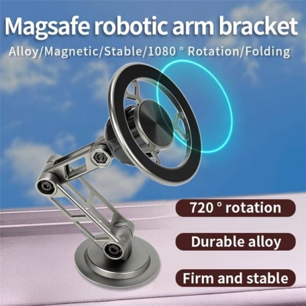 G188 Aluminum Alloy Adjustable Cellphone Stand Car Dashboard Magnetic Phone Holder (Gold) - Image 2