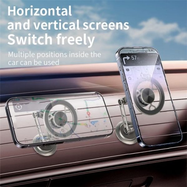 G188 Aluminum Alloy Adjustable Cellphone Stand Car Dashboard Magnetic Phone Holder (Gold) - Image 4