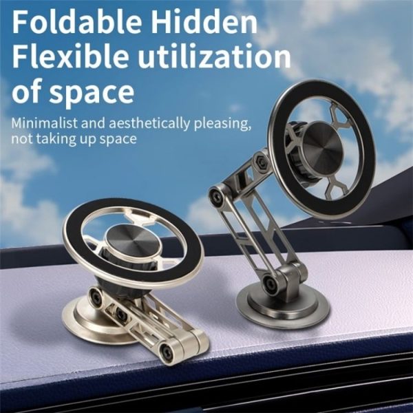 G188 Aluminum Alloy Adjustable Cellphone Stand Car Dashboard Magnetic Phone Holder (Gold) - Image 6