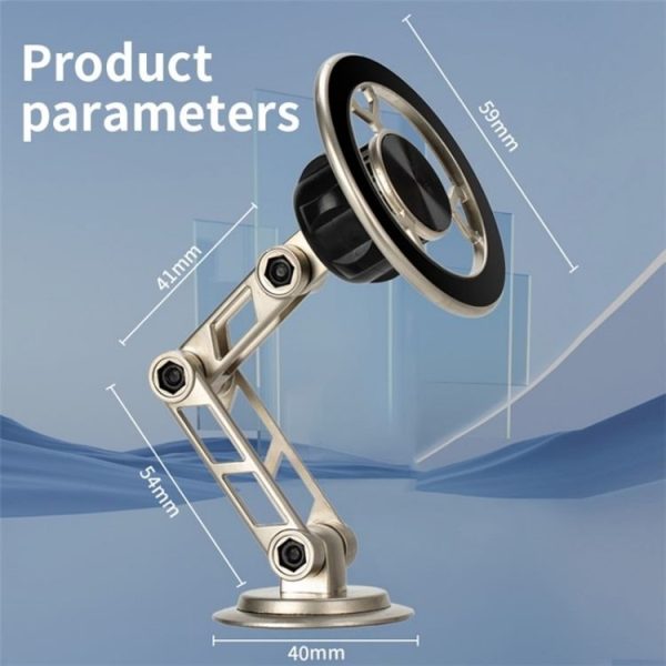 G188 Aluminum Alloy Adjustable Cellphone Stand Car Dashboard Magnetic Phone Holder (Gold) - Image 7