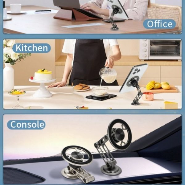 G188 Aluminum Alloy Adjustable Cellphone Stand Car Dashboard Magnetic Phone Holder (Gold) - Image 9
