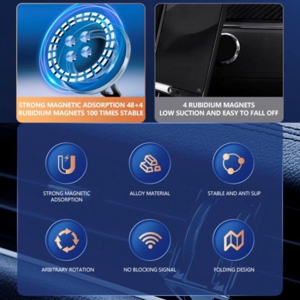 G168 Rotatable Cellphone Stand Car Dashboard Windshield Magnetic Phone Holder (Grey) - Image 9