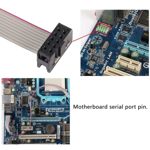 JUNSUNMAY DB9 9Pin Male to IDC 10Pin Female Ribbon Cable RS232 Serial Header Flat Cable, 28cm - Image 4