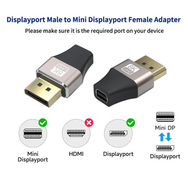 JUNSUNMAY 8K 60Hz Male Displayport to Female Mini Displayport Adapter DP Converter - Image 3