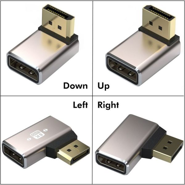 JUNSUNMAY 8K 60Hz PD1.4 Male Displayport to Female Displayport Adapter Converter, Angle: Up - Image 2