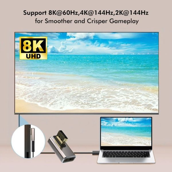 JUNSUNMAY 8K@60Hz PD1.4 Male Displayport to Female Displayport Adapter Converter, Style: A - Image 3