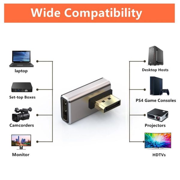 JUNSUNMAY 8K@60Hz PD1.4 Male Displayport to Female Displayport Adapter Converter, Style: A - Image 4