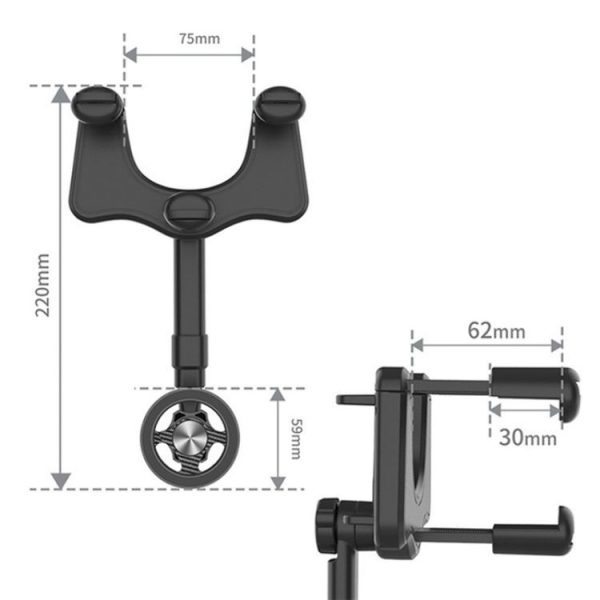 23-H06 Magnetic Phone Bracket Adjustable Angle Car Rearview Mirror Mount Holder - Image 7
