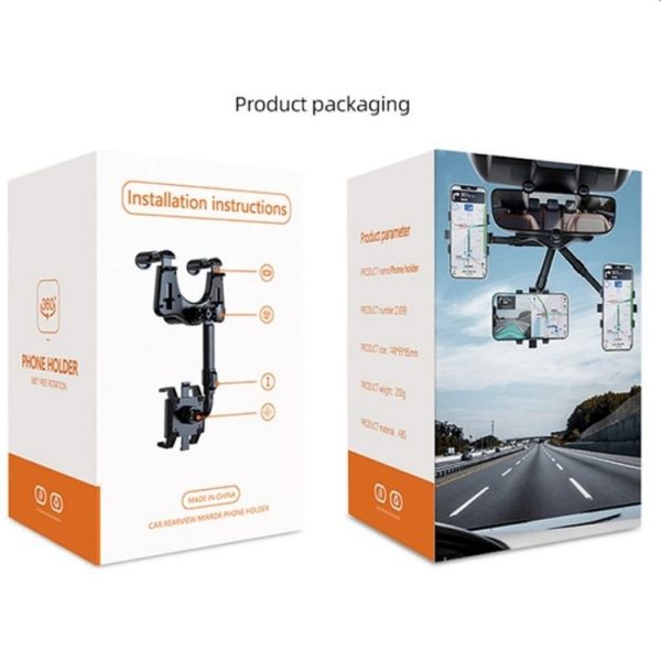 23-H06 Magnetic Phone Bracket Adjustable Angle Car Rearview Mirror Mount Holder - Image 8