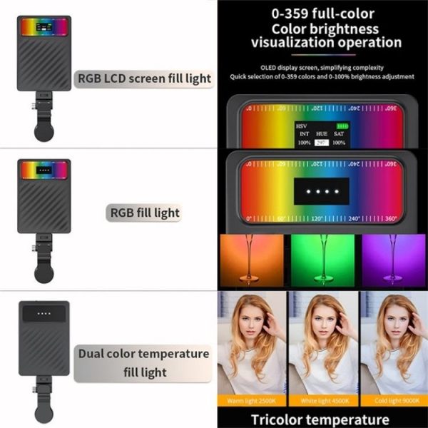 V16WS Mobile Phone / Tablet / Laptop Pocket Fill Light 24 Effects RGB Light Without Screen - Image 7
