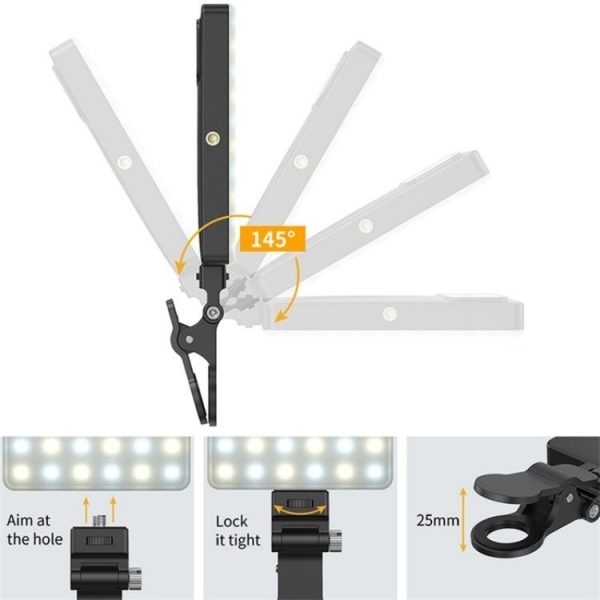 V16SE For Mobile Phone / Tablet / Laptop Three Light Modes Clip-On Pocket Mini Fill Light - Image 5