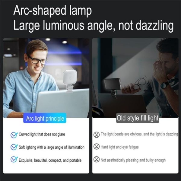V15 Mini Clip-On Portable LED Fill Light Phone Laptop Video Conference Live Streaming Fill Lamp (Black) - Image 5