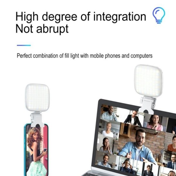 V15 Mini Clip-On Portable LED Fill Light Phone Laptop Video Conference Live Streaming Fill Lamp (Black) - Image 7