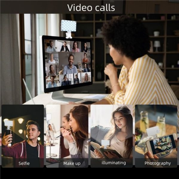 V12A Phone Laptop Video Conference Fill Lamp Portable Selfie Live Streaming LED Fill Light (Black) - Image 3