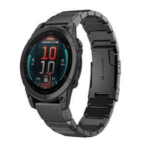 Garmin Fenix E 47mm Tortoise Shell 22mm Stainless Steel Watch Band (Black)