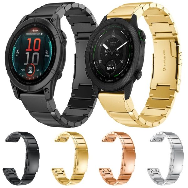 Garmin Fenix E 47mm Tortoise Shell 22mm Stainless Steel Watch Band (Black) - Image 3