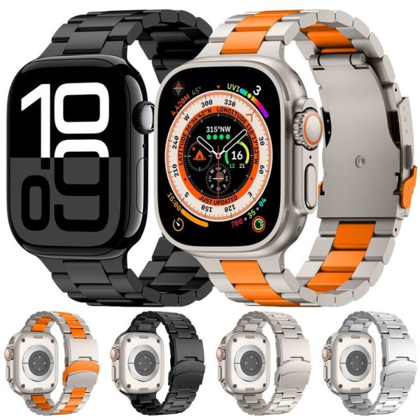 Apple Watch Series 10 46mm Three Beads Titanium Alloy Metal Watch Band (Black) - Image 8