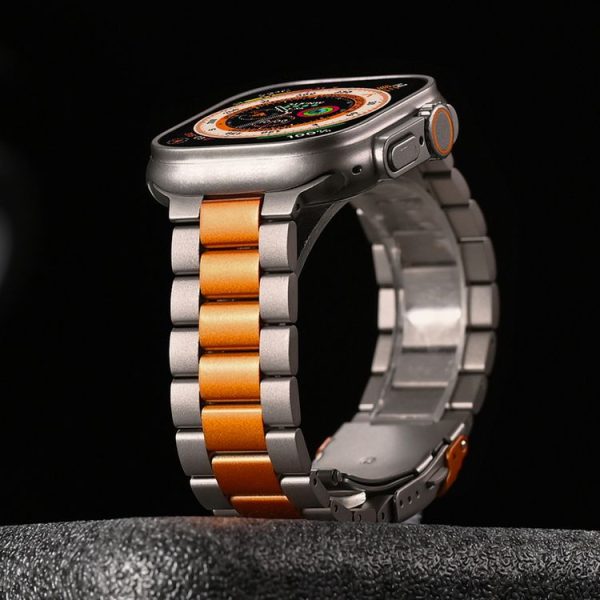 Apple Watch Series 10 46mm Three Beads Titanium Alloy Metal Watch Band (Black) - Image 9