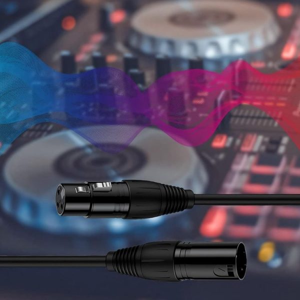 2m XLR Microphone Cable, 4.95 FT XLR Male to XLR Female Balanced 3 Pin Mic Cables, Black - Image 3