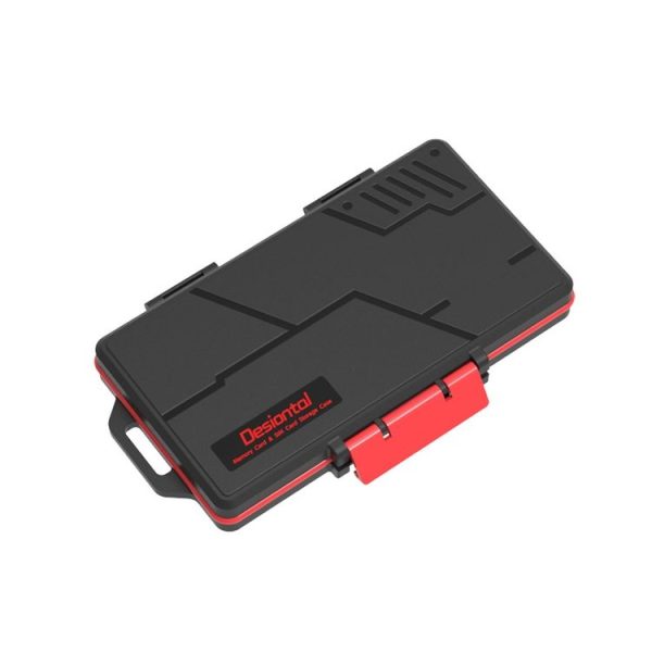 SD / TF / XQD / CF / SIM / TF Memory Card Multi-in-one Waterproof Dust-proof Storage Box (Black Red)