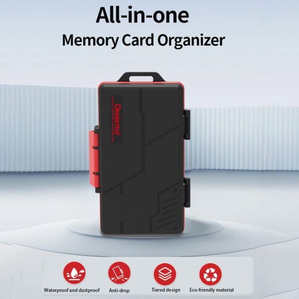 SD / TF / XQD / CF / SIM / TF Memory Card Multi-in-one Waterproof Dust-proof Storage Box (Black Red) - Image 2