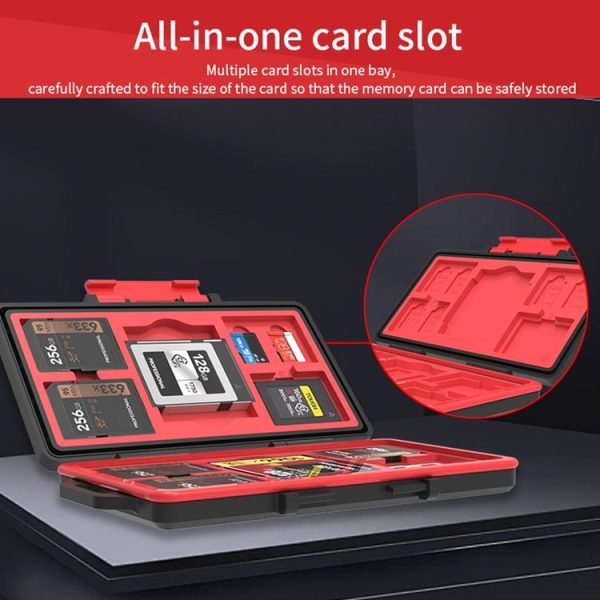 SD / TF / XQD / CF / SIM / TF Memory Card Multi-in-one Waterproof Dust-proof Storage Box (Black Red) - Image 5