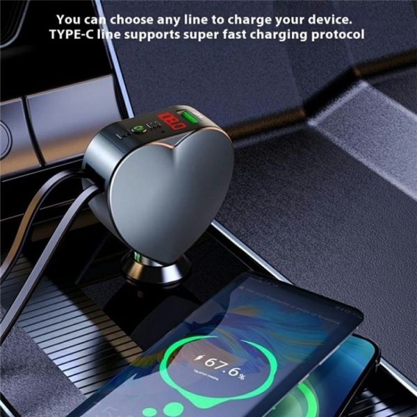 Y2 With Type-C Retractable Cables Car Bluetooth MP3 Player Hands-Free Call Adapter - Image 6