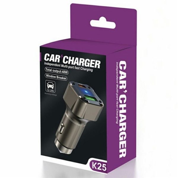 K25 Fast Charging Metal Window Breaker Car Charger Adapter PD 30W Super Charger - Image 9