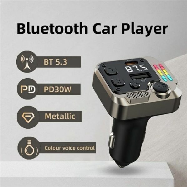C68 Dual Port Bluetooth FM Transmitter PD 30W Car Charger Music Player Hands-Free Call - Image 3