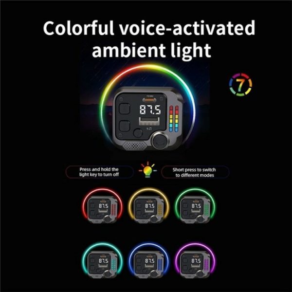 C68 Dual Port Bluetooth FM Transmitter PD 30W Car Charger Music Player Hands-Free Call - Image 6