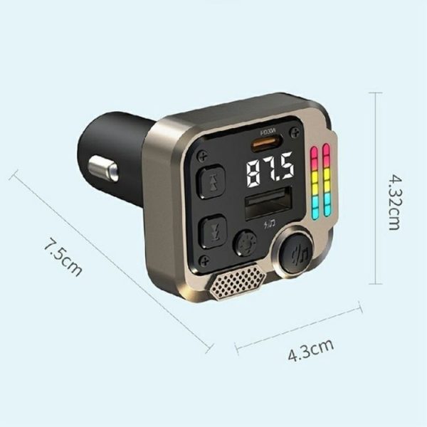 C68 Dual Port Bluetooth FM Transmitter PD 30W Car Charger Music Player Hands-Free Call - Image 7