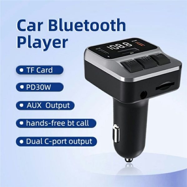 C65 Dual Type-C Port PD 30W Fast Charging Adapter Car Bluetooth FM Transmitter - Image 2