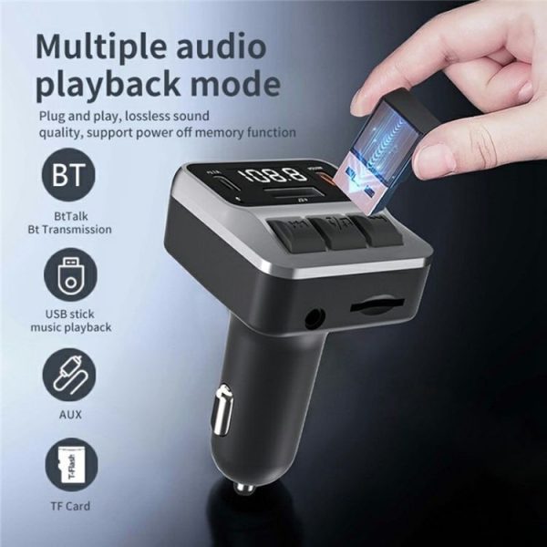 C65 Dual Type-C Port PD 30W Fast Charging Adapter Car Bluetooth FM Transmitter - Image 3