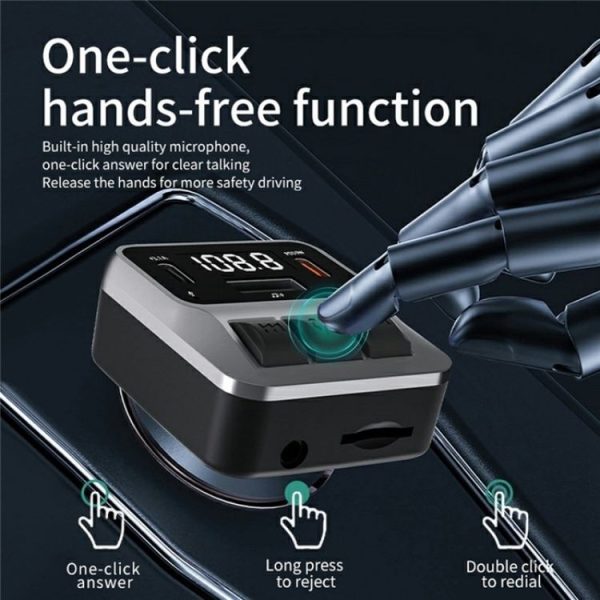 C65 Dual Type-C Port PD 30W Fast Charging Adapter Car Bluetooth FM Transmitter - Image 4