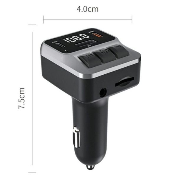 C65 Dual Type-C Port PD 30W Fast Charging Adapter Car Bluetooth FM Transmitter - Image 6