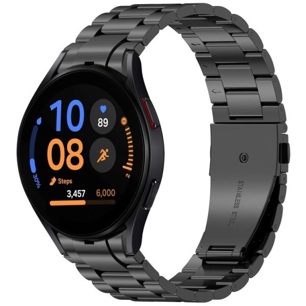 Samsung Galaxy Watch FE 40mm Three Beads Button Quick Release Metal Watch Band (Black)
