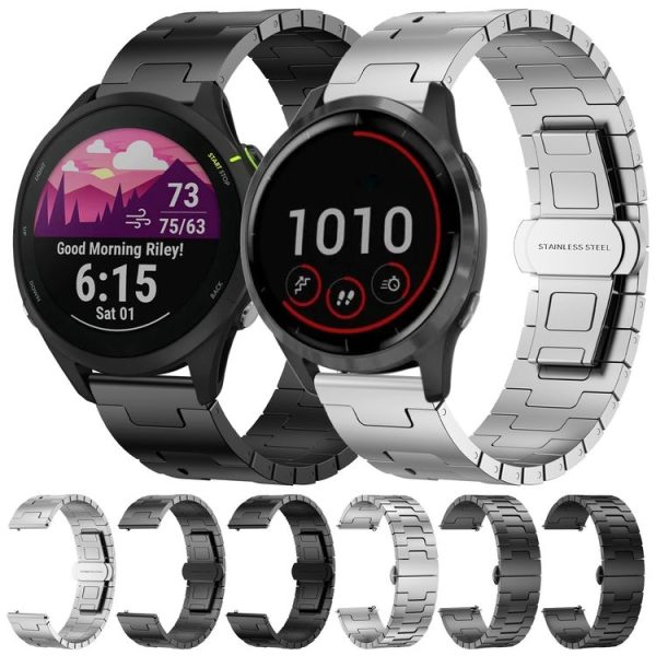 Garmin Forerunner 255 Music Titanium Alloy 22mm Metal Watch Band (Black) - Image 4