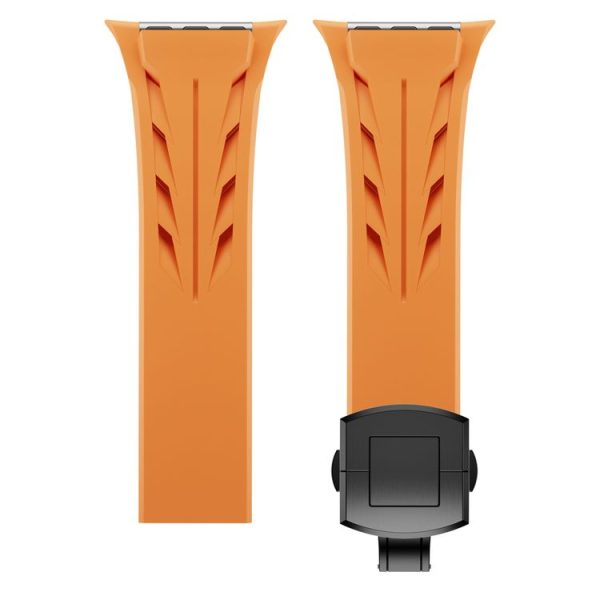 Apple Watch 44mm / 45mm / 46mm / 49mm Tailor Stainless Steel Black Butterfly Buckle Silicone Watch Band (White) - Image 8