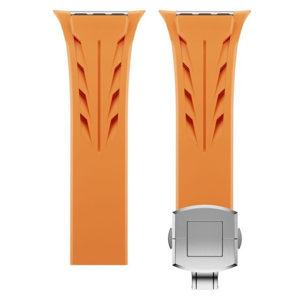 Apple Watch 44mm / 45mm / 46mm / 49mm Tailor Stainless Steel Silver Butterfly Buckle Silicone Watch Band (White) - Image 8