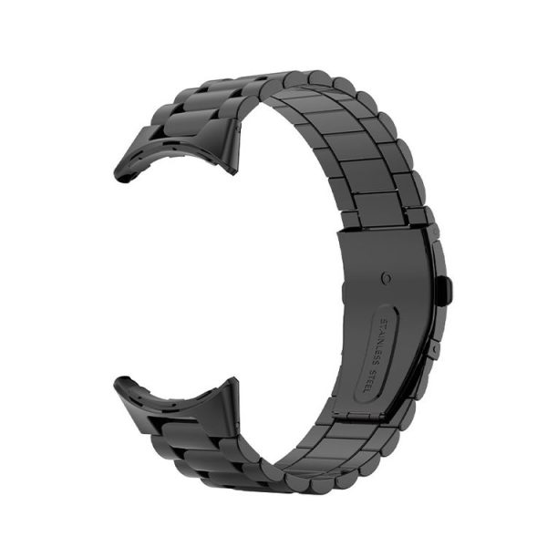Google Pixel Watch 3 45mm Three Beads Stainless Steel Folding Buckle Integrated Watch Band (Black) - Image 2