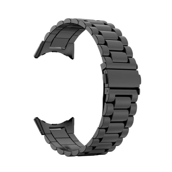 Google Pixel Watch 3 45mm Three Beads Stainless Steel Folding Buckle Integrated Watch Band (Black) - Image 3