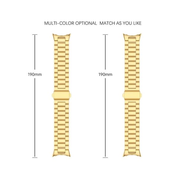 Google Pixel Watch 3 45mm Three Beads Stainless Steel Folding Buckle Integrated Watch Band (Black) - Image 5