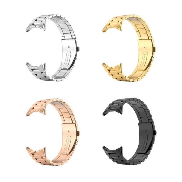 Google Pixel Watch 3 45mm Three Beads Stainless Steel Folding Buckle Integrated Watch Band (Black) - Image 6
