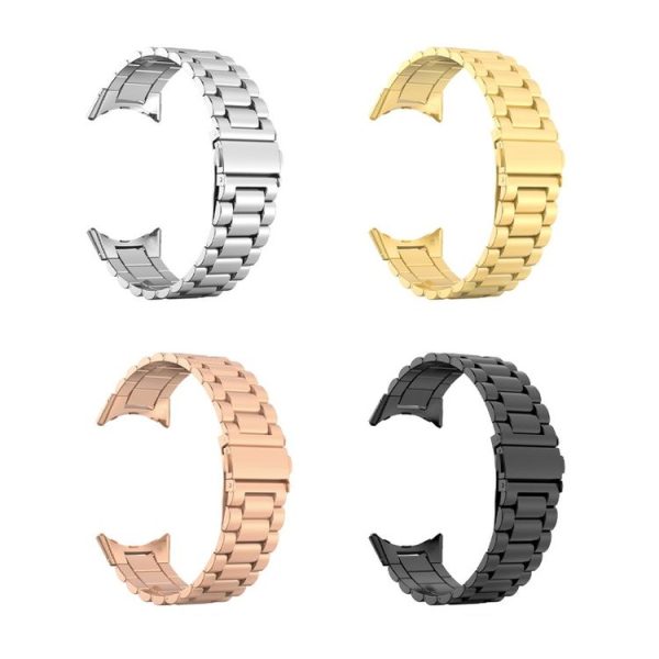 Google Pixel Watch 3 45mm Three Beads Stainless Steel Folding Buckle Integrated Watch Band (Black) - Image 7