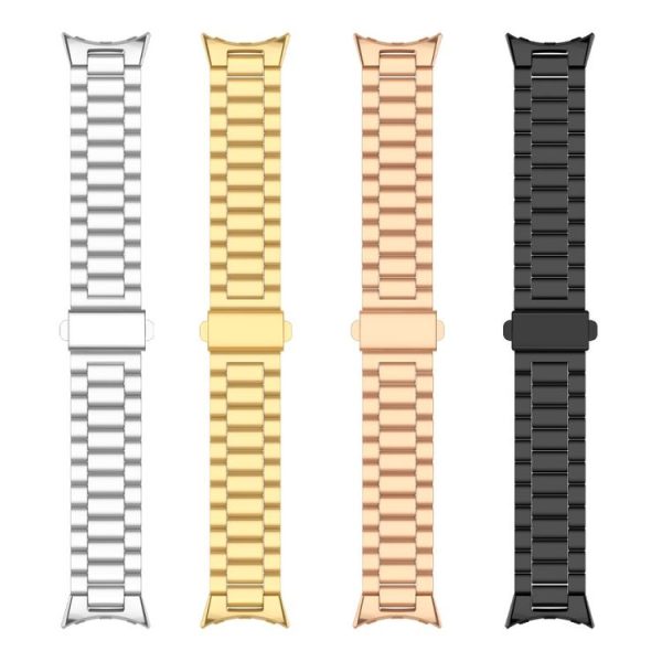 Google Pixel Watch 3 45mm Three Beads Stainless Steel Folding Buckle Integrated Watch Band (Black) - Image 8