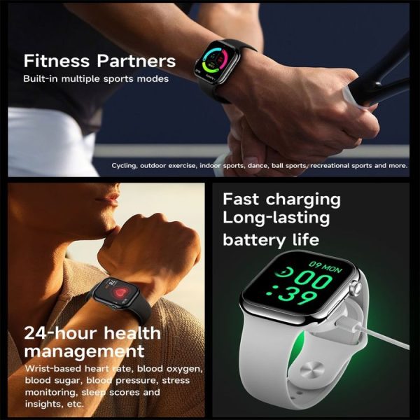 KL08 2.04 inch Color Screen Smart Watch Silicone Strap, Support Bluetooth Call (Black) - Image 5
