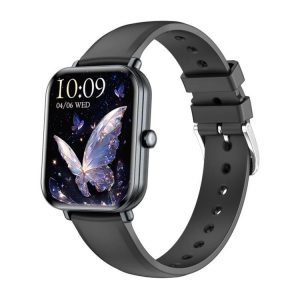 KM66 1.75 inch Color Screen Smart Watch Silicone Strap, Support Bluetooth Call (Black)