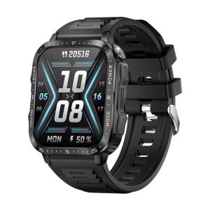 KT79 1.96 inch Color Screen Smart Watch, Support Bluetooth Call / Health Monitoring (Black Silver)